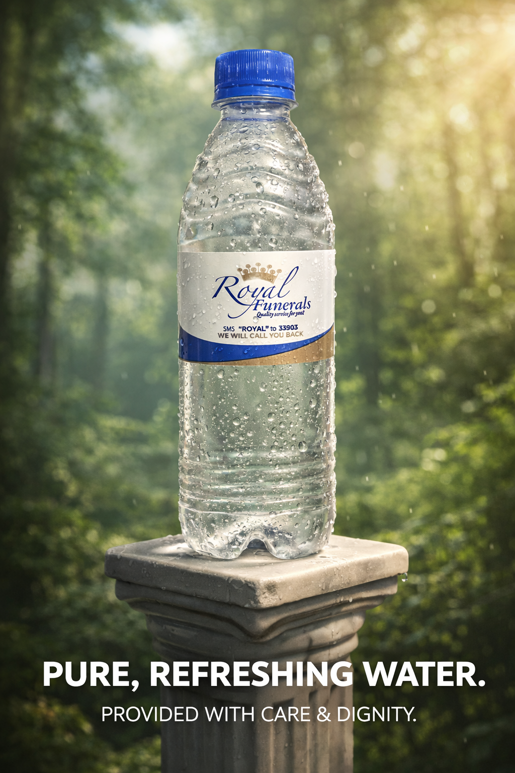 pure, refreshing water with dignity